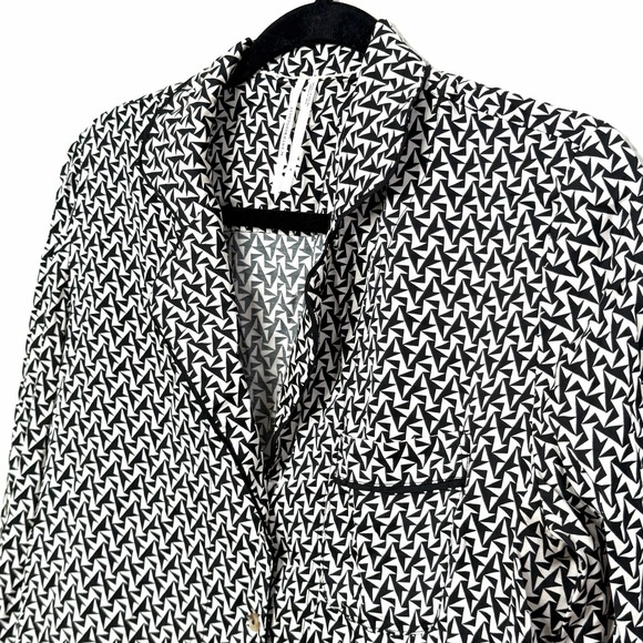 Anthropologie Black White Geometric Pajama Top Small Button Front Sleep Blouse - Picture 9 of 11